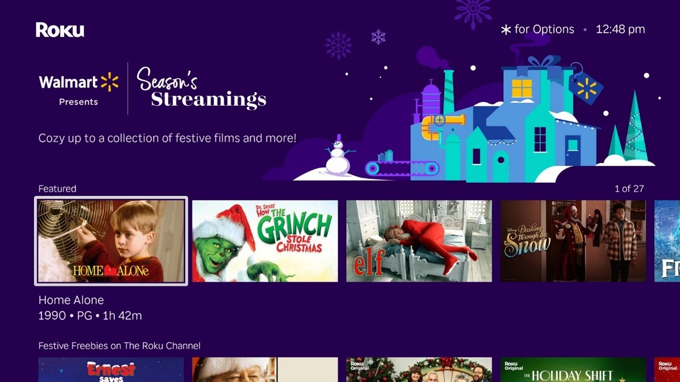 Season's streaming holiday sponsorship on Roku