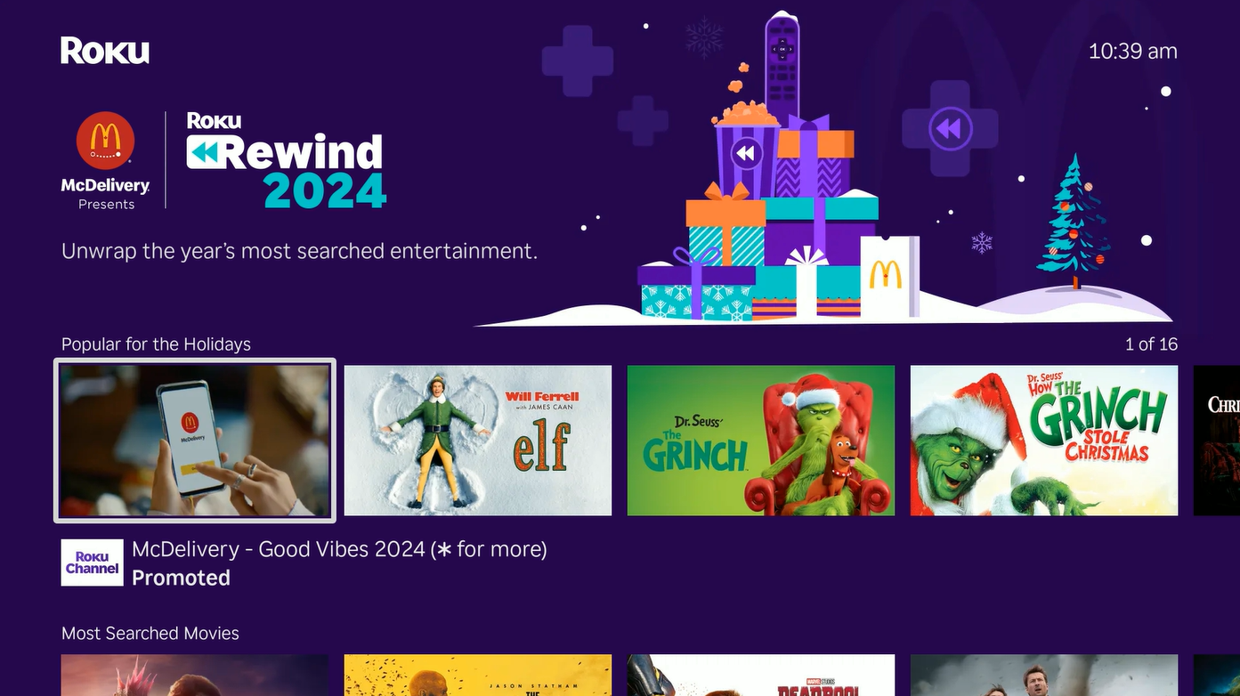 Roku Rewind holiday and, end of year - New Year sponsorship offering Roku