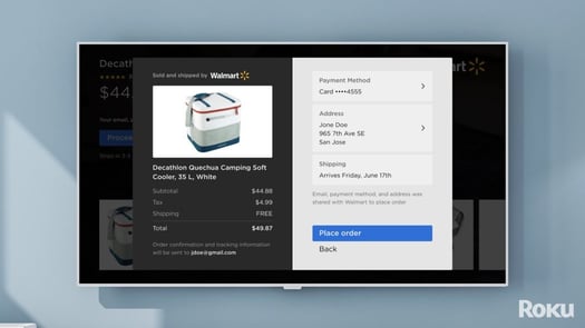 roku walmart shoppable ads checkout experience